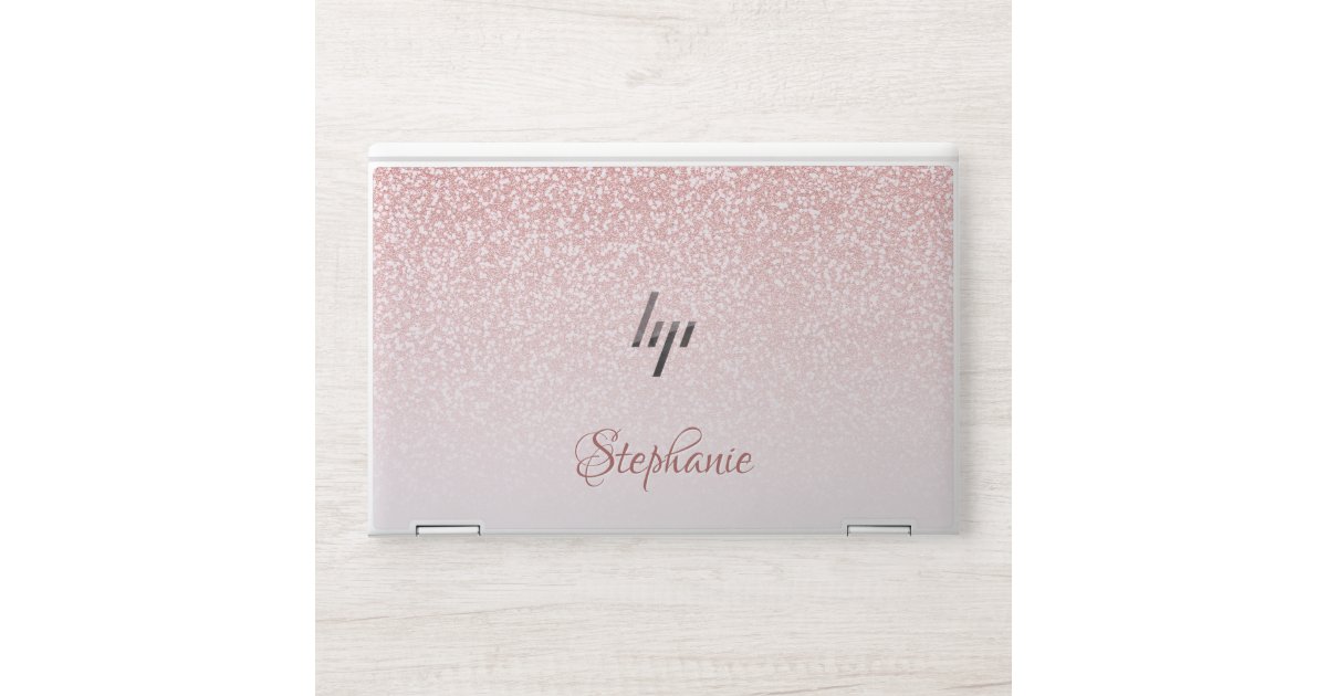 Modern Girly Rose Gold Glitter Blush Ombre HP Laptop Skin | Zazzle