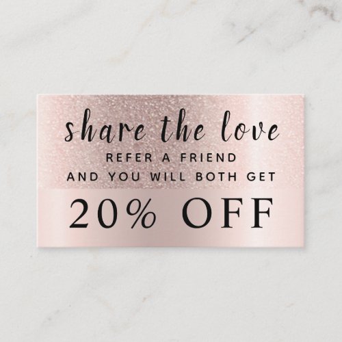 Modern Girly Rose Gold Ombre Trendy Glitter Black Discount Card