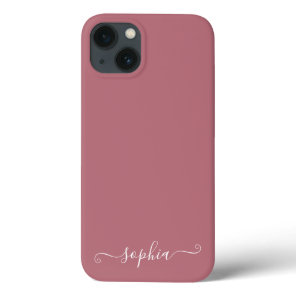 Modern Girly Rose Gold Pink Chic Personalized iPhone 13 Case