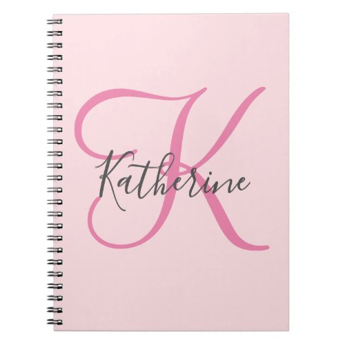 Modern Girly Script Blush Pink Monogrammed Noteboo Notebook
