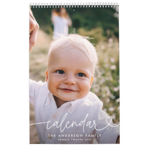 Modern girly script typography minimal multi photo calendar