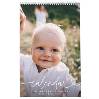 Modern girly script typography minimal multi photo calendar