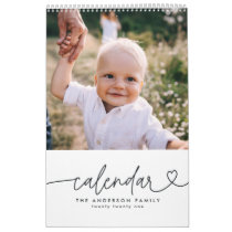 Modern girly script typography minimal multi photo calendar