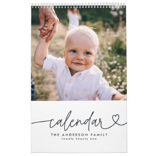 Modern girly script typography minimal multi photo calendar