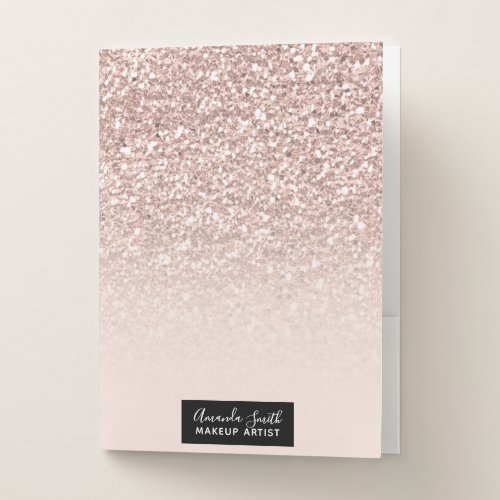 Modern girly sequins rose gold glitter ombre blush pocket folder
