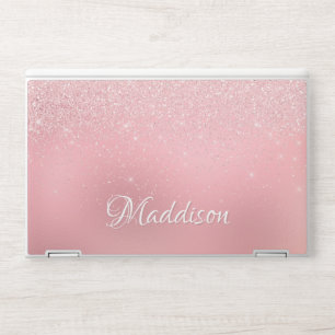 Modern Girly Silver Glitter Blush Pink Rose Gold HP Laptop Skin