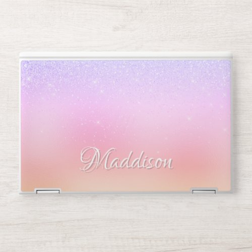 Modern Girly Silver Glitter Purple Pink Rose Gold HP Laptop Skin