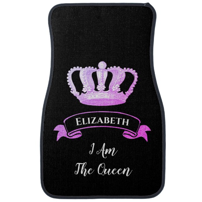 Modern Girly Sparkle Purple Elegant Monogrammed Car Floor Mat (Front)