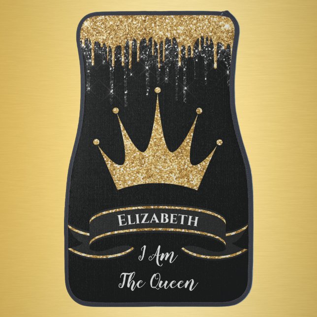 Modern Girly Sparkle Queen Elegant Monogrammed Car Car Floor Mat (Creator Uploaded)