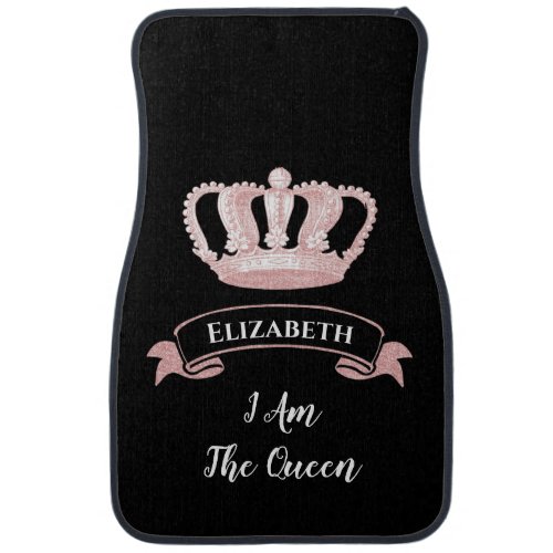 Modern Girly Sparkle Queen Elegant Monogrammed Car Car Floor Mat