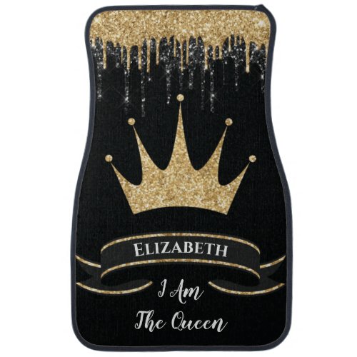 Modern Girly Sparkle Queen Elegant Monogrammed Car Floor Mat