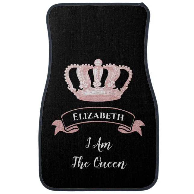 Modern Girly Sparkle Queen Elegant Monogrammed Car Floor Mat (Front)