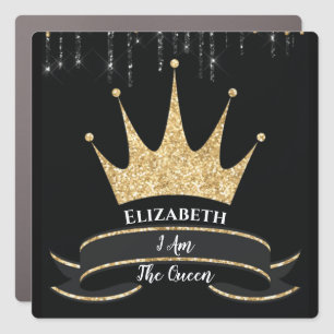 Modern Girly Sparkle Queen Elegant Monogrammed Car Magnet