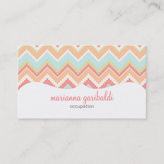 Modern Girly Trendy Aztec Print Personalized Business Card (Front)