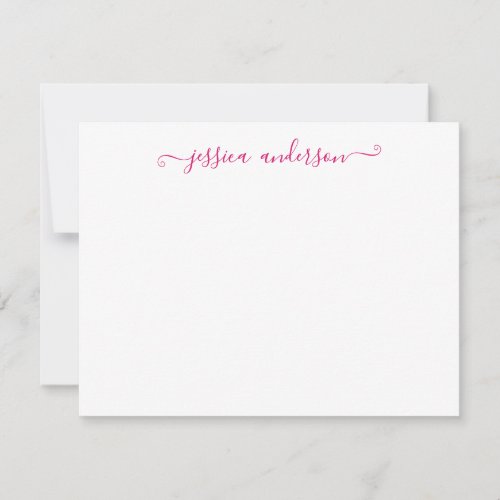 Modern Girly Trendy Hot Magenta Pink Script Note Card