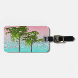 Modern Girly Tropical, Palm Tree Luggage Tag