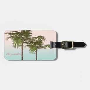Modern Girly  Tropical, Palm Tree Luggage Tag