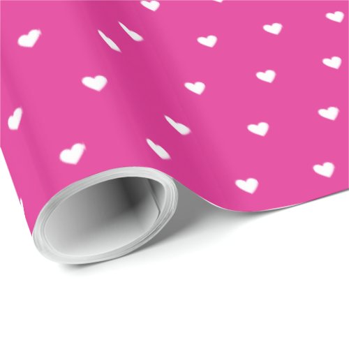 Modern Girly Valentine Small Hearts Hot Pink  Wrapping Paper