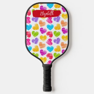 Modern Girly Vibrant Doodled Hearts Pattern Name