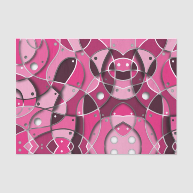 Modern Girly Vibrant Pink Abstract Fractal Artwork Tissue Paper (Front)
