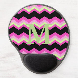 modern girly zigzag pattern black fuchsia chevron gel mouse pad
