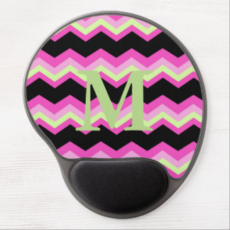 modern girly zigzag pattern black fuchsia chevron gel mouse pad