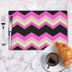 modern girly zigzag pattern black fuchsia chevron placemat