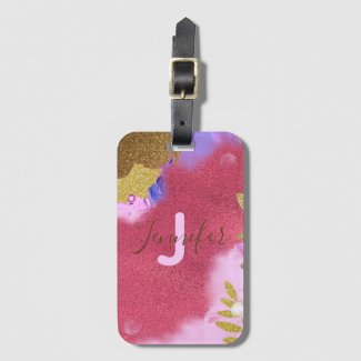 Modern Glam Abstract Pink Gold Shimmering Glitter  Luggage Tag