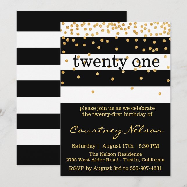 Modern Glam Birthday Invitation (Front/Back)