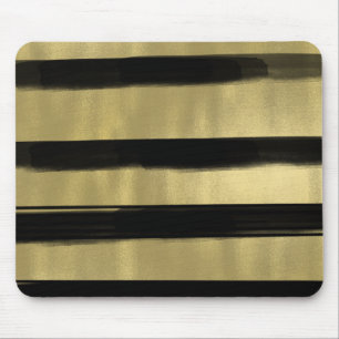 Modern Glam Black & Gold Brush Stroke Stripe Chic Mouse Pad