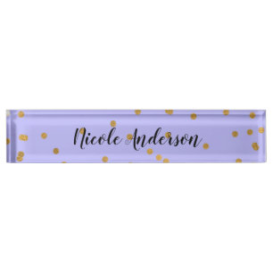 Modern Glam Black & Gold Brush Stroke Stripe Chic Nameplate