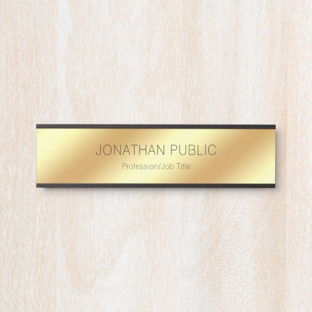 Modern Glam Black Gold Elegant Luxurious Hanging Door Sign (Front)