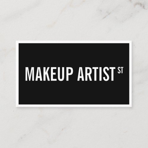 Modern glam black white street sign makeup artist business card