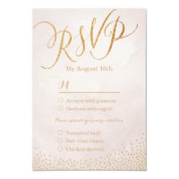 Modern glam blush rose gold calligraphy RSVP Card
