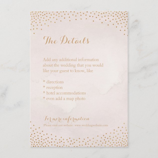 Modern Glam Blush Rose Gold Confetti Detail Card