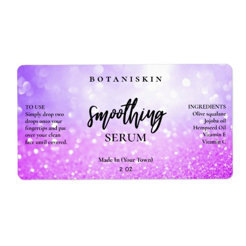 Modern Glam Bokeh Purple Blue Face Serum Labels