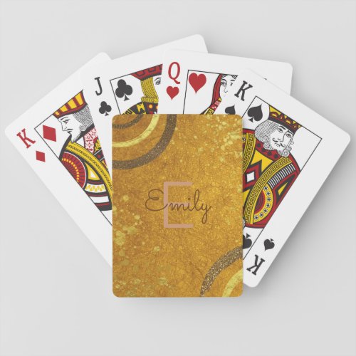 Modern Glam Chic Fancy Brown Gold Glitter Custom Poker Cards
