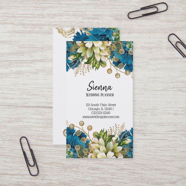 Modern Glam Chic Flowers Business Card (Front/Back In Situ)