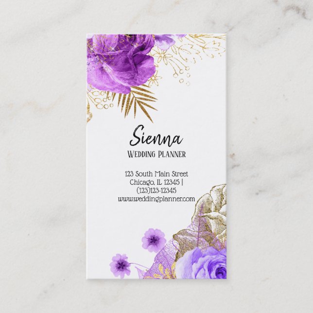 Modern Glam Chic Flowers Business Card (Front)