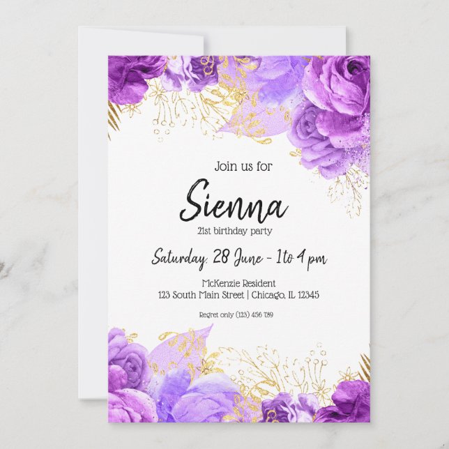 Modern Glam Chic Flowers for all occasions Invitation (Front)