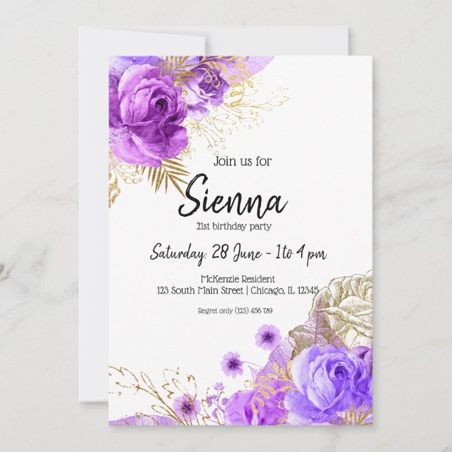 Modern Glam Chic Flowers for all occasions Invitation (Front)