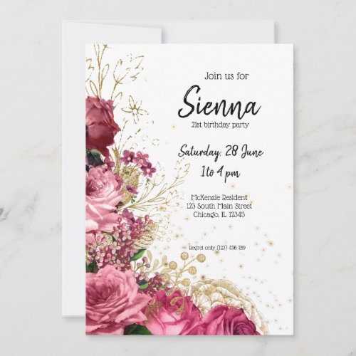 Modern Glam Chic Flowers for all occasions Invitation