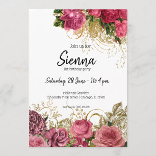 Modern Glam Chic Flowers for all occasions Invitation