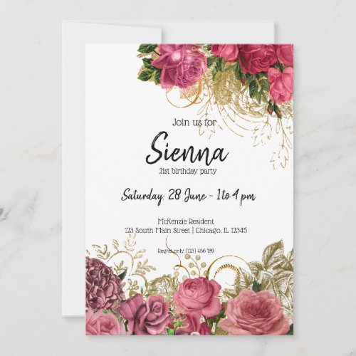 Modern Glam Chic Flowers for all occasions Invitation