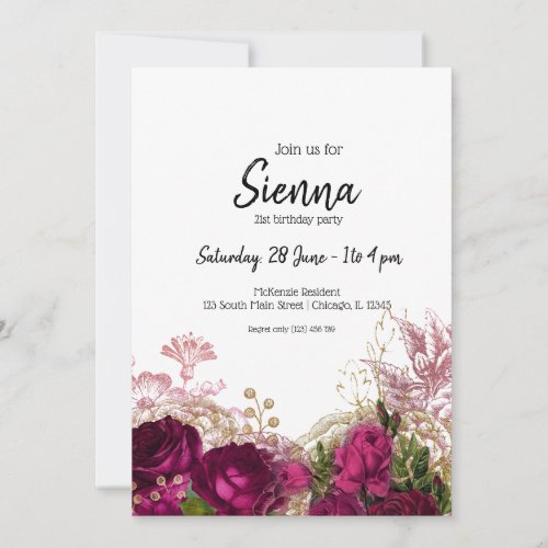 Modern Glam Chic Flowers for all occasions Invitation