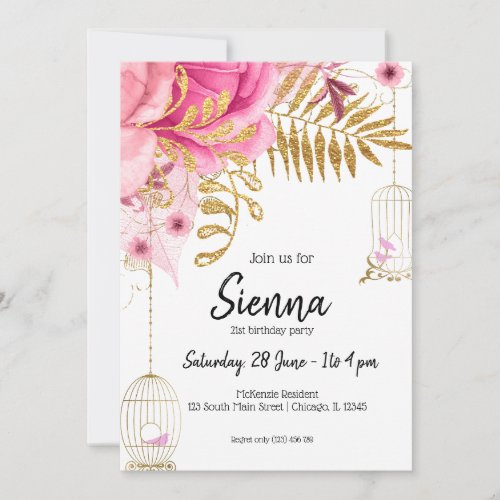 Modern Glam Chic Flowers for all occasions Invitation