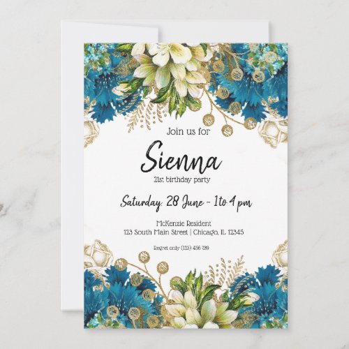 Modern Glam Chic Flowers for all occasions Invitation