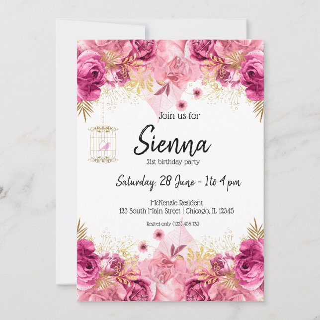 Modern Glam Chic Flowers for all occasions Invitation (Front)