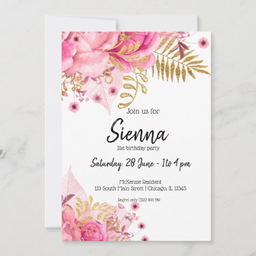 Modern Glam Chic Flowers for all occasions Invitation