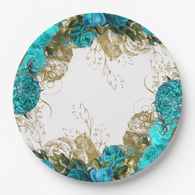 Modern Glam Chic Flowers for all occasions Paper Plates (Front)